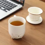 Lucky Cat Tea Cup With Lid Tea Separate Cup