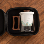 Strainer Glass Tea Cup With Ebony Handle And Liner