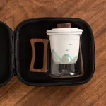 Strainer Glass Tea Cup With Ebony Handle And Liner