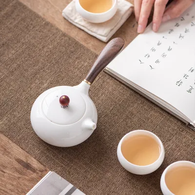 Mutton Fat Jade Tea Set Side Handle Teapot 01