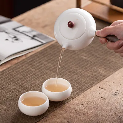 Mutton Fat Jade Tea Set Side Handle Teapot 02