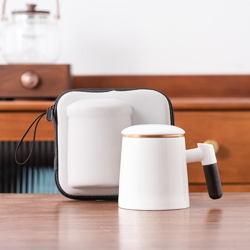Jade Porcelain Tea Cup With Filter And Separation