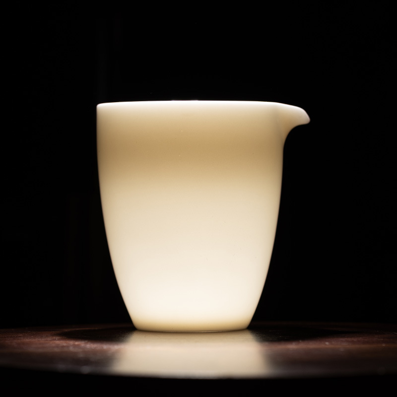 White Jade Porcelain Solid Wood Side Handle Tea Set