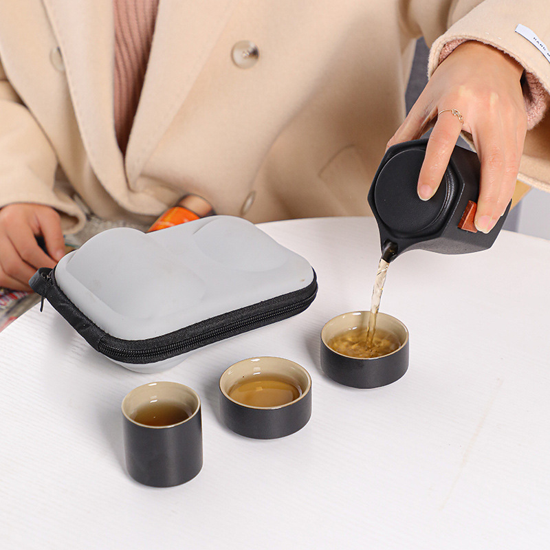 Silver-plated Travel Tea Set Outdoor Portable Teapot