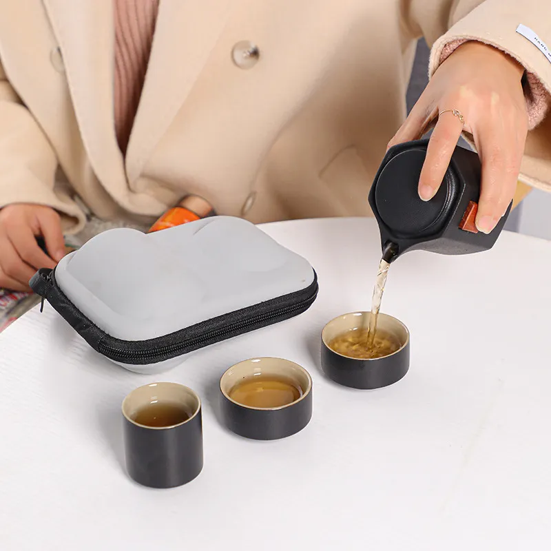 Silver-plated Travel Tea Set Outdoor Portable Teapot