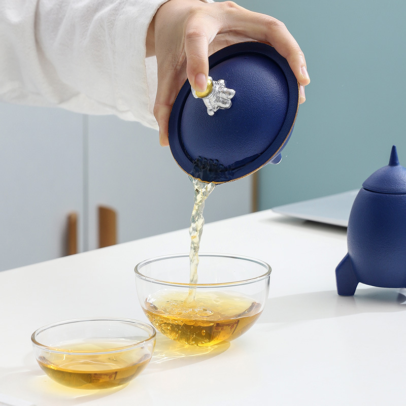 Portable Quick One Pot Two Cup Travel Tea Set