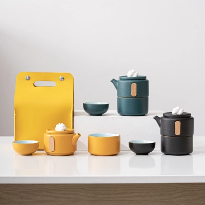Portable Travel Tea Set Ceramic Teapot Tea Cup 01
