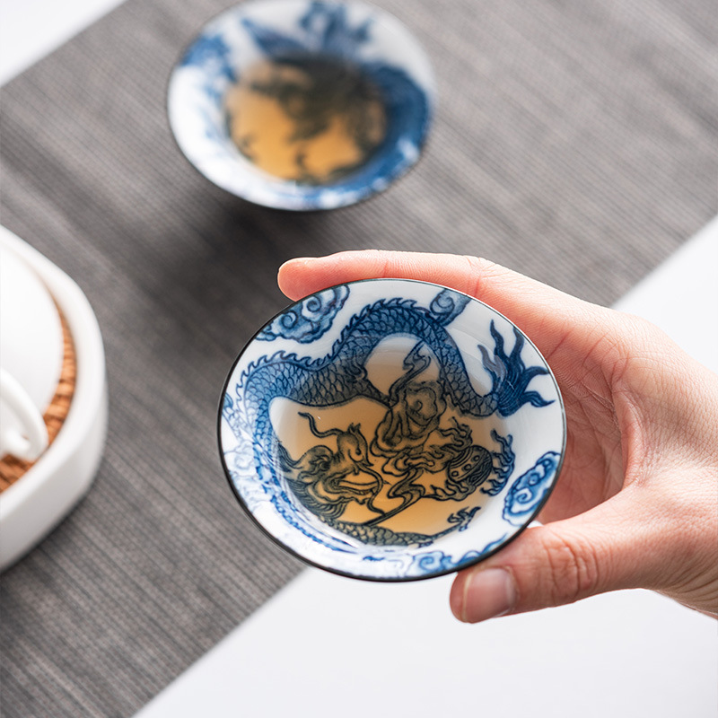 Chinese Culture Blue and White Porcelain Teacup Set