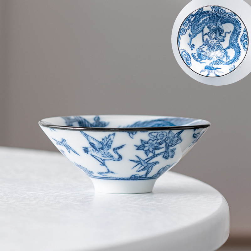 Chinese Culture Blue and White Porcelain Teacup Set