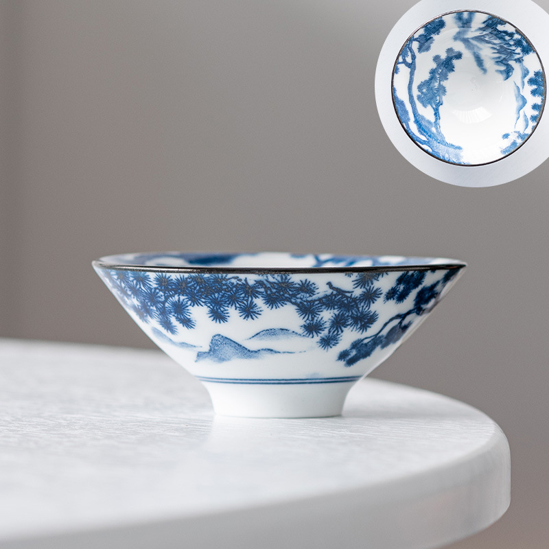 Chinese Culture Blue and White Porcelain Teacup Set