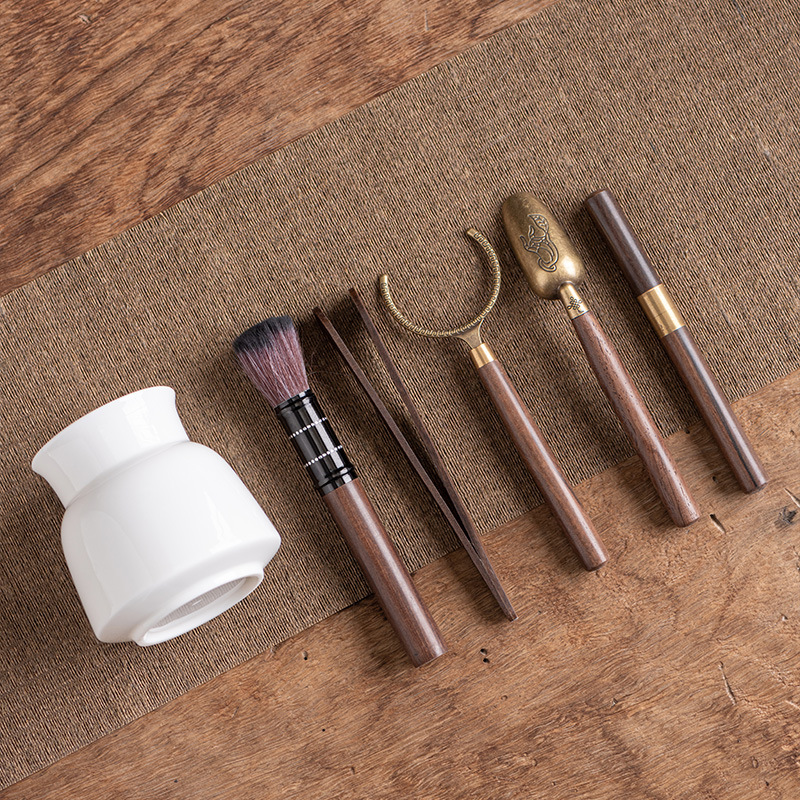 Chinese Kung Fu Tea Set 5 Pieces Wooden Tea Ceremony Utensils Tool Set