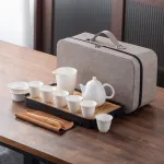 Mutton Fat Jade Porcelain Teapot Teacup Tea Tray