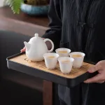 Mutton Fat Jade Porcelain Teapot Teacup Tea Tray