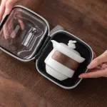 Jade Rabbit Mutton Fat Jade Travel Tea Set 