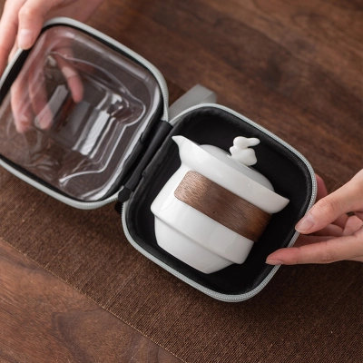 Jade Rabbit Mutton Fat Jade Travel Tea Set  02