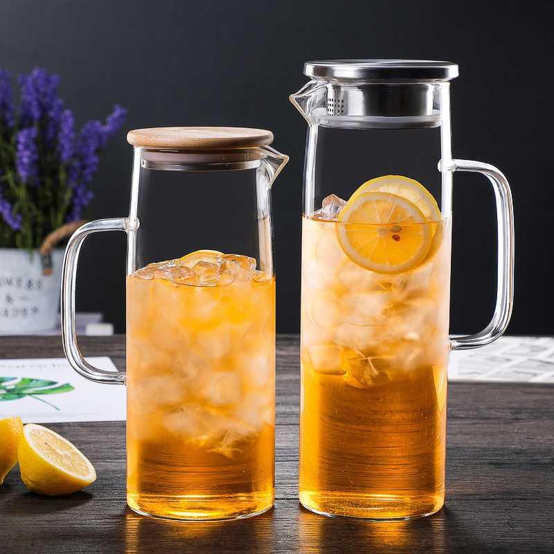 Square Handle Straight Borosilicate Glass Cold Water Pitcher