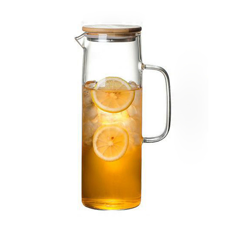 Square Handle Straight Borosilicate Glass Cold Water Pitcher
