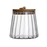 Bamboo Lid Metal Pull Ring Tea Dried Fruit Storage Jar