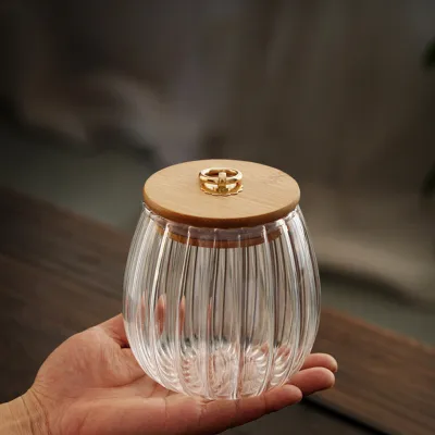 Bamboo Lid Metal Pull Ring Tea Dried Fruit Storage Jar 02