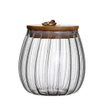 Bamboo Lid Metal Pull Ring Tea Dried Fruit Storage Jar