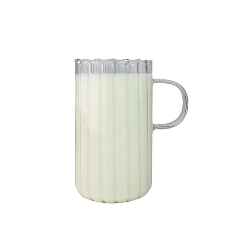 Glass Water Cup With Petal Edge And Handle