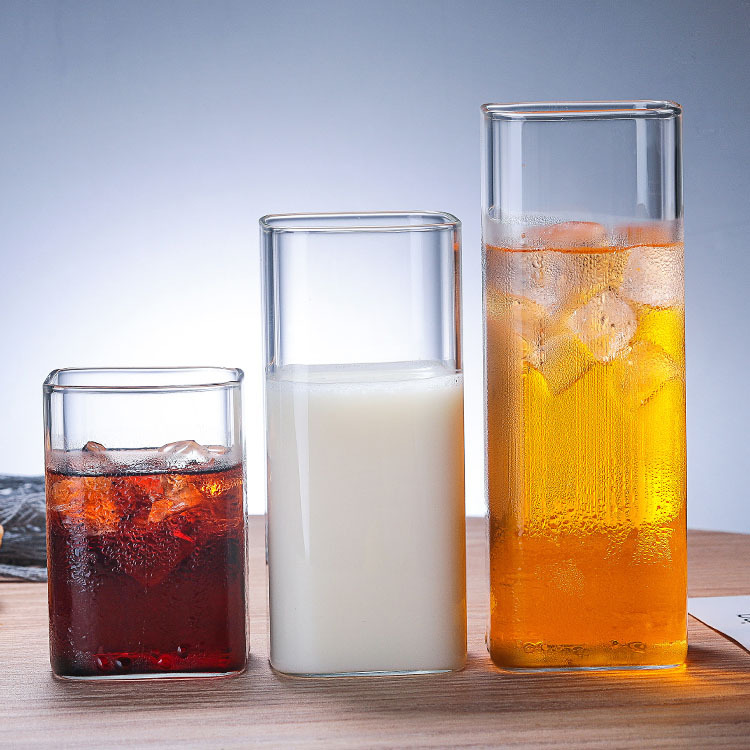 High Borosilicate Square Glass Water Cup