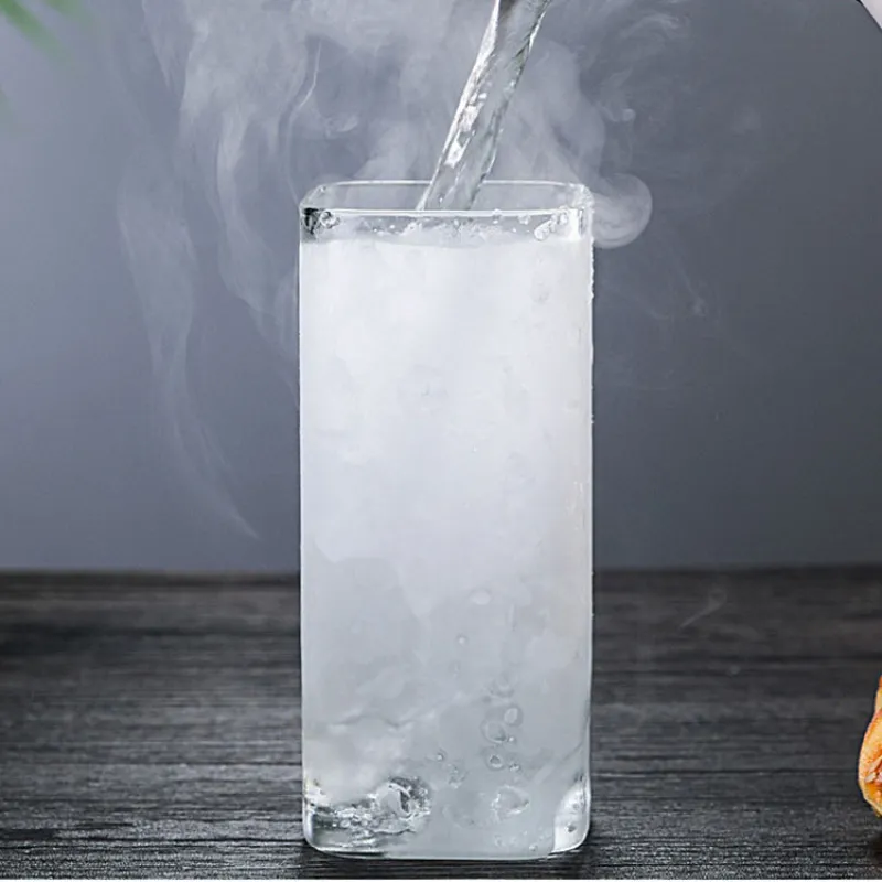 High Borosilicate Square Glass Water Cup