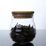 High Borosilicate Transparent Bamboo Lid Threaded Glass Tea Storage Jar