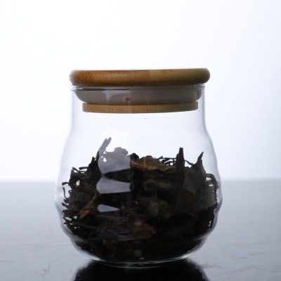 High Borosilicate Transparent Bamboo Lid Threaded Glass Tea Storage Jar 02