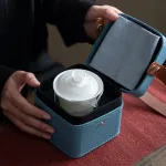 Mutton Fat Jade Porcelain Outdoor Camping Kung Fu Tea Set