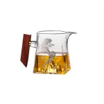 Artistic Borosilicate Glass Tea Set With Wooden Handle