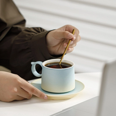 Candy Color Gradient Ceramic Coffee Cup Set 01