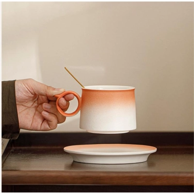 Candy Color Gradient Ceramic Coffee Cup Set 02