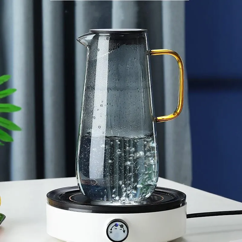 Gray Transparent High Borosilicate Glass Cold Water Kettle Cup Set