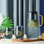 Gray Transparent High Borosilicate Glass Cold Water Kettle Cup Set
