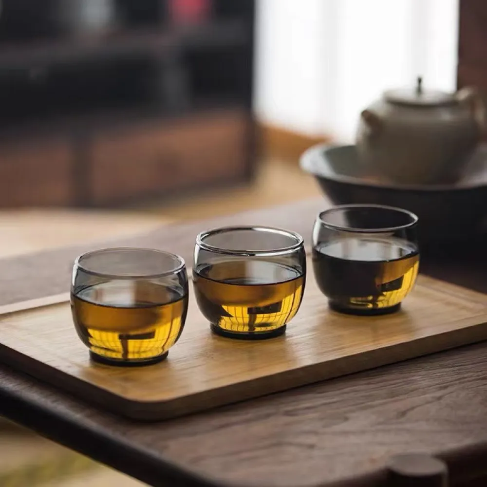 High Borosilicate Black Glass Small Teacup