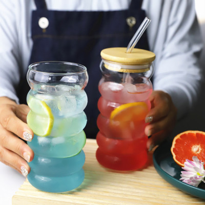 High Borosilicate Glass Beverage Cup With Lid And Straw 02