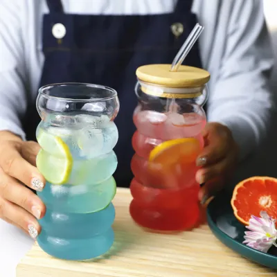 High Borosilicate Glass Beverage Cup With Lid And Straw 02