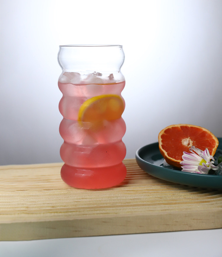 High Borosilicate Glass Beverage Cup With Lid And Straw