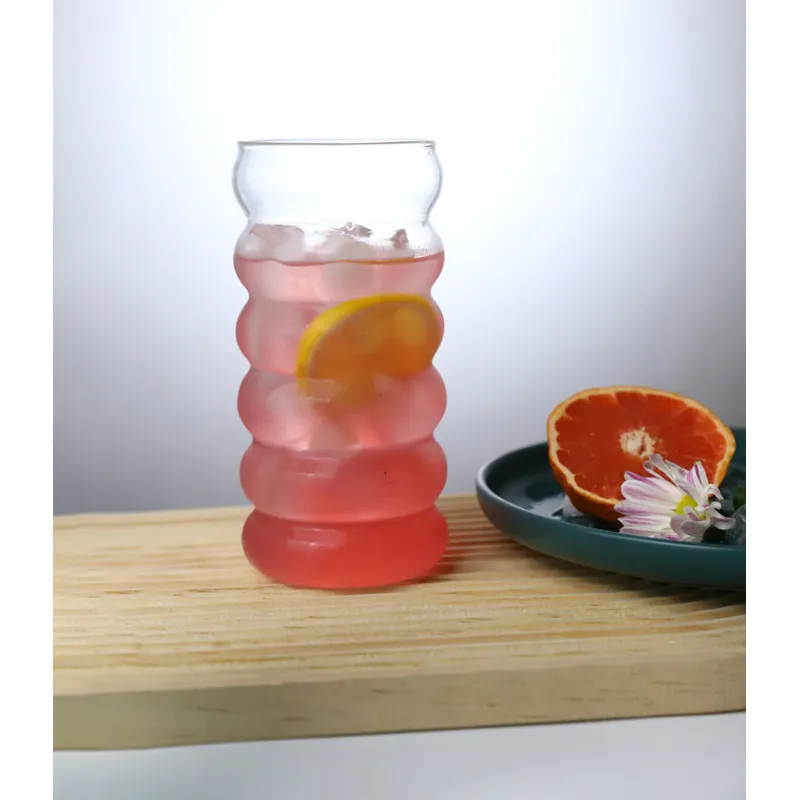 High Borosilicate Glass Beverage Cup With Lid And Straw