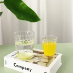 High Borosilicate Glass Vertical Pattern Single Layer Cup