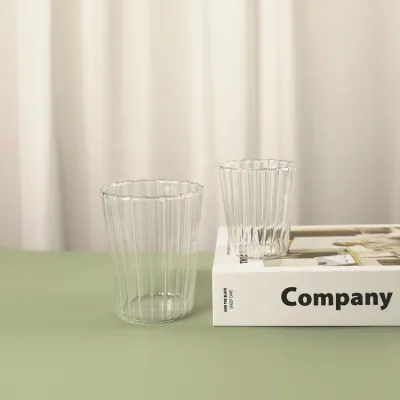 High Borosilicate Glass Vertical Pattern Single Layer Cup 02