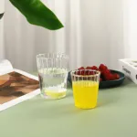 High Borosilicate Glass Vertical Pattern Single Layer Cup