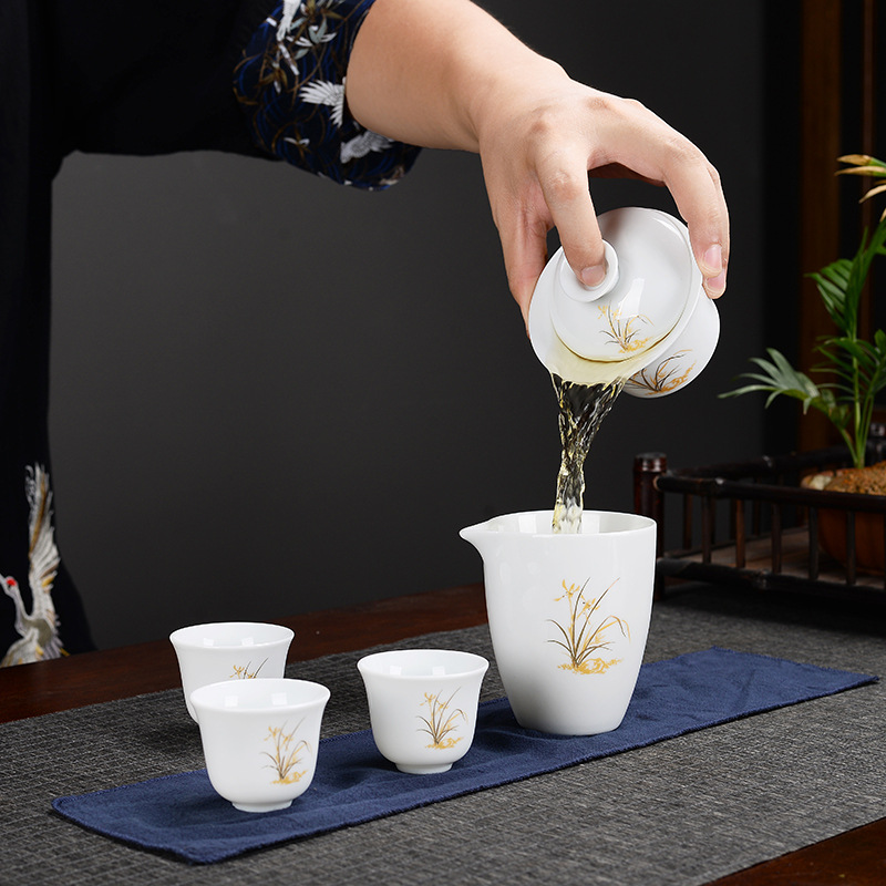 Mutton Fat Jade Kung Fu Tea Set Souvenir