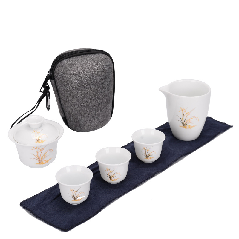 Mutton Fat Jade Kung Fu Tea Set Souvenir