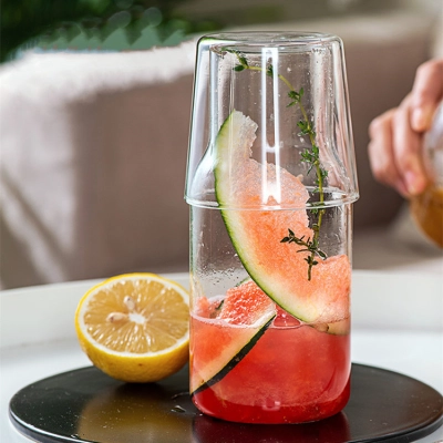 One Pot And One Cup High Borosilicate Glass Cold Water Kettle Set 01