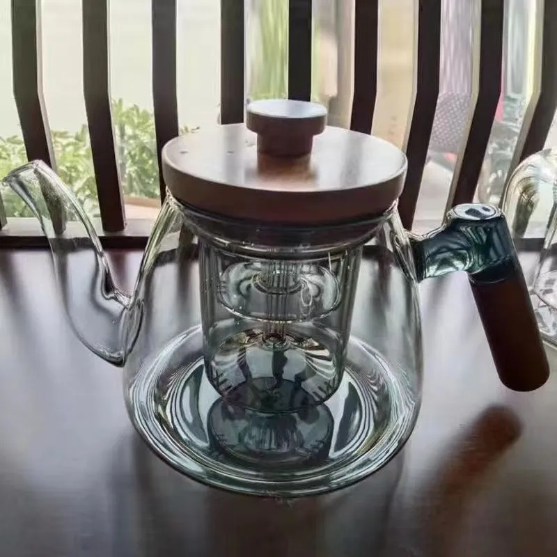 Peach Wood Steaming And Boiling Dual-Purpose High Borosilicate Glass Teapot