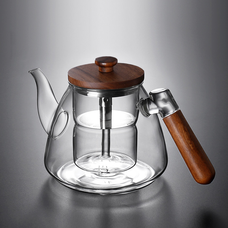 Peach Wood Steaming And Boiling Dual-Purpose High Borosilicate Glass Teapot