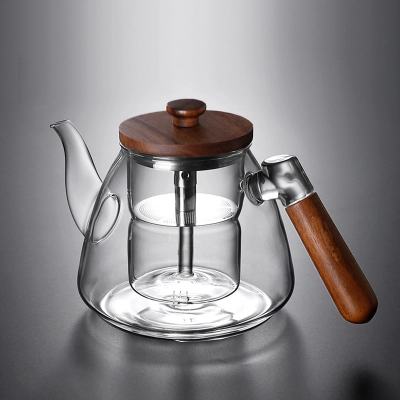 Peach Wood Steaming And Boiling Dual-Purpose High Borosilicate Glass Teapot 01