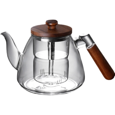 Peach Wood Steaming And Boiling Dual-Purpose High Borosilicate Glass Teapot 02